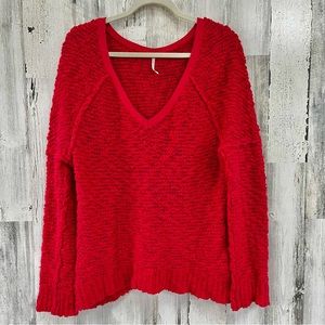 FREE PEOPLE Pink V-Neck Sweater S/P
